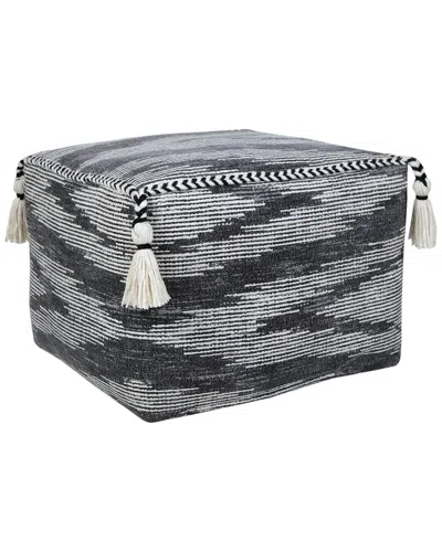 Lr Home Zahra Grey/white Distressed Hand-woven Ottoman Pouf
