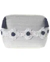 Lr Home Zahra Grey/white Striped Hand-woven Ottoman Pouf In Grey