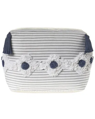 Lr Home Zahra Grey/white Striped Hand-woven Ottoman Pouf