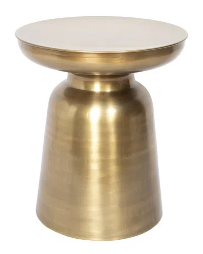 Lr Home Zayna Brass Drum Side Table In Gold