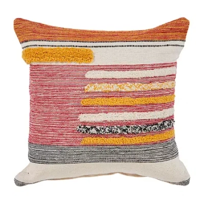 Lr Home Zimbu Stripe Square Throw Pillow In Orange