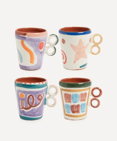 Lrnce Les Vagues Mugs Set Of Four In Multi