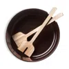 Lsa Collective Salad Glass Bowl With Wooden Servers In Brown