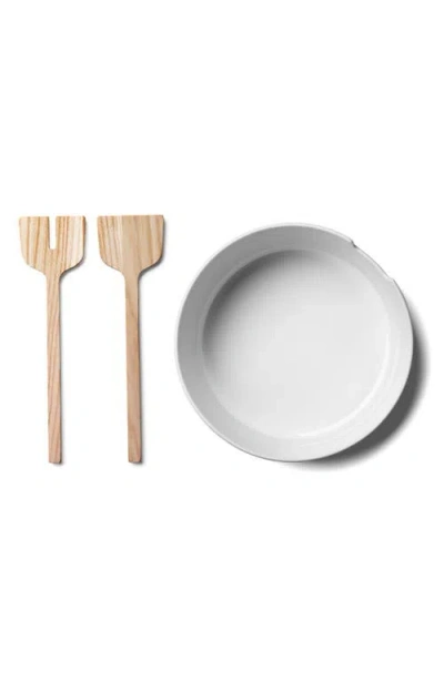 LSA LSA COLLECTIVE SALAD GLASS BOWL WITH WOODEN SERVERS