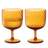 Lsa Dapple Set Of 2 Wine Glasses In Amber
