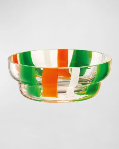 Lsa Folk 6" Bowl, Green/orange/white In Brown