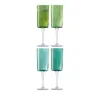 Lsa Gems Pleated-texture Glass Champagne Flutes Set Of Four In Jade