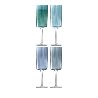 Lsa Gems Champagne Flute, Set Of 4 In Sapphire