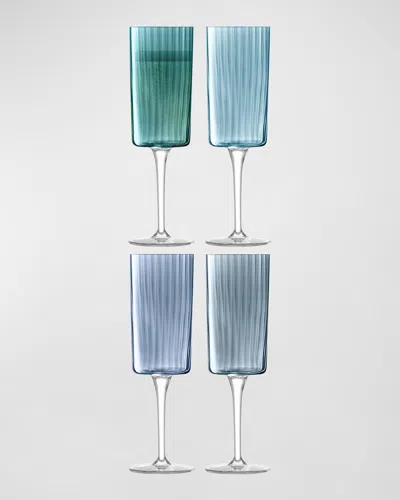 Lsa Gems Champagne Flutes, Set Of 4 In Blue