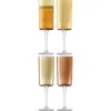 Lsa Gems Set Of 4 Champagne Flutes In Amber/orange