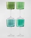 Lsa Gems Pleated-texture Glass Wine Glasses Set Of Four In Green