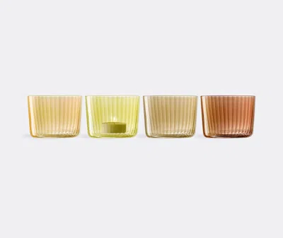 Lsa International Gems Tealight Holder Set In Amber/orange