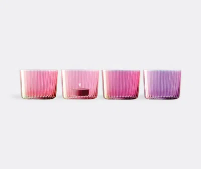 Lsa International Gems Tealight Holder Set In Pink