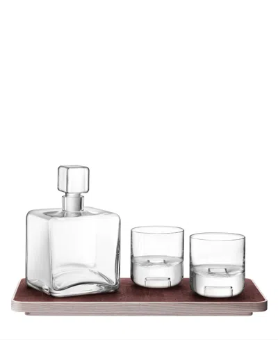 Lsa International Cask Whisky Connoisseur Set With Cork Tray, 34oz In Clear Glass And Cork And Ash Tray
