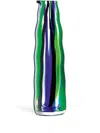 Lsa International Folk Striped Glass Vase (30cm X 8cm) In Green