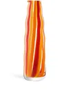 Lsa International Folk Striped Glass Vase (30cm X 8cm) In Red