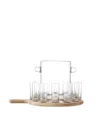 Lsa International Paddle Shot Serving Set Oak Paddle Clear, 3.5oz In Clear Glass And Ash Paddle