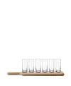 Lsa International Paddle Shot Set Oak Paddle Clear, 3.5oz In Clear Glass And Ash Paddle