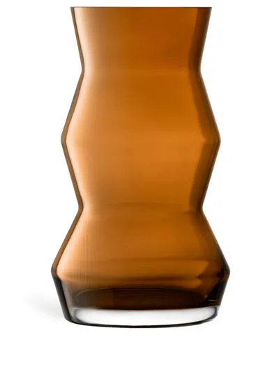 Lsa International Sculpt Glass Vase (36cm X 21cm) In Brown