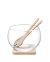 Lsa International Serve Salad Set Oak Base In Clear Glass And Oak Base