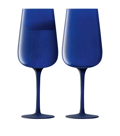Lsa International Set Of 2 Arc Contrast Flute Glasses In Blue