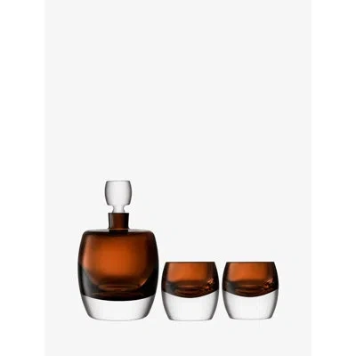 Lsa International Whisky Glass 3 - Piece Beverage Serving Set In Clear;peat Brown