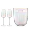 Lsa Mother Of Pearl Look Ice Bucket And Champagne Flute Pair In Multi