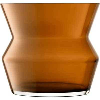 Lsa Sculpt Glass Lantern/vase In Brown