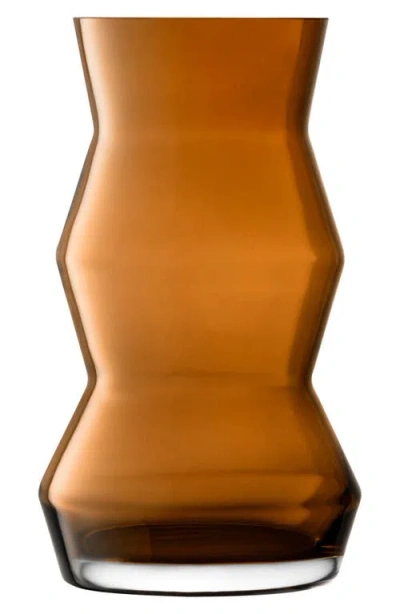 Lsa Sculpt Glass Lantern/vase In Brown
