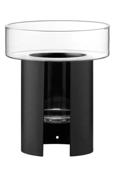 Lsa Terrazza Glass & Steel Planter Vase In Black/clear Glass
