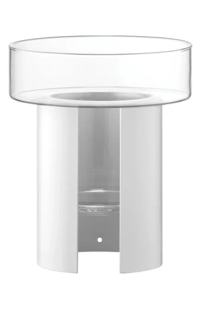 Lsa Terrazza Glass & Steel Planter Vase In White/clear Glass