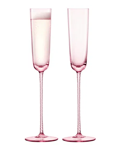 Lsa Theatre Champagne Flutes, Set Of 2 In Pink