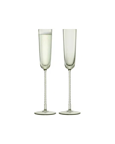 Lsa Theatre Champagne Flutes, Set Of 2 In Green