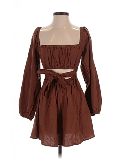 Pre-owned L*space 3/4 Sleeve Blouse In Brown