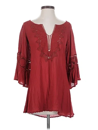 Pre-owned L*space 3/4 Sleeve Blouse In Burgundy