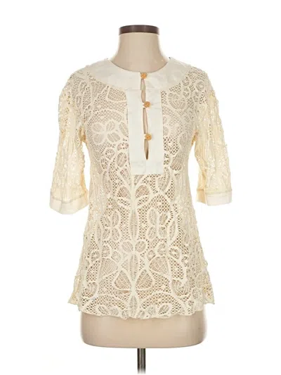 Pre-owned L*space 3/4 Sleeve Blouse In White