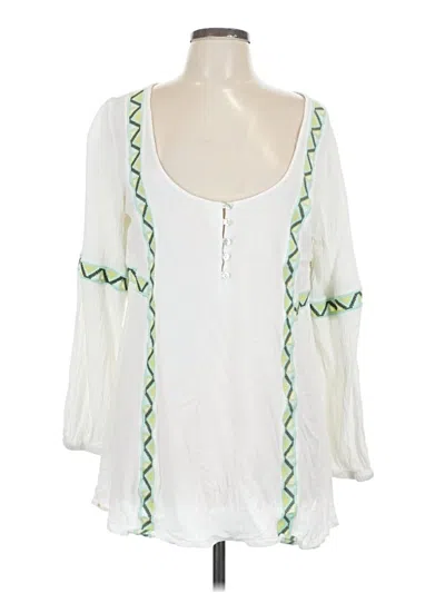 Pre-owned L*space 3/4 Sleeve Blouse In White