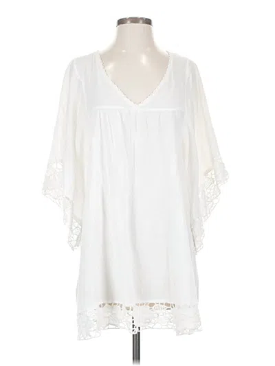 Pre-owned L*space 3/4 Sleeve Blouse In White