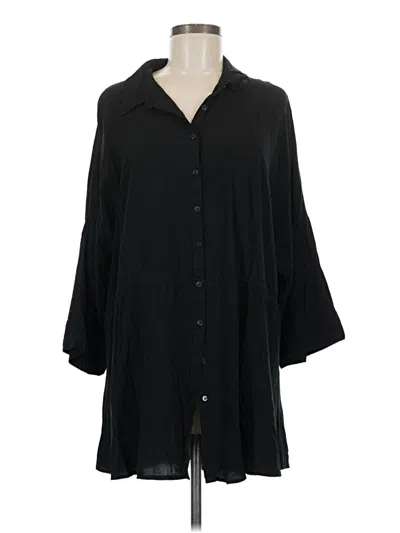 L*space 3/4 Sleeve Button Down Shirt In Black