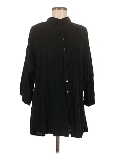 Pre-owned L*space 3/4 Sleeve Button Down Shirt In Black