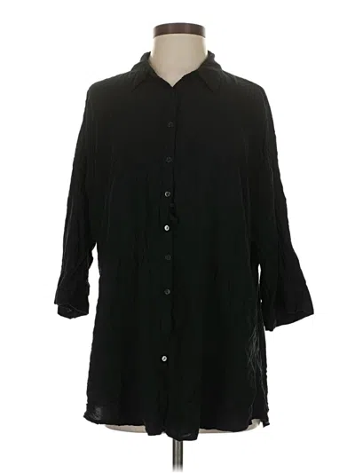 Pre-owned L*space 3/4 Sleeve Button Down Shirt In Black