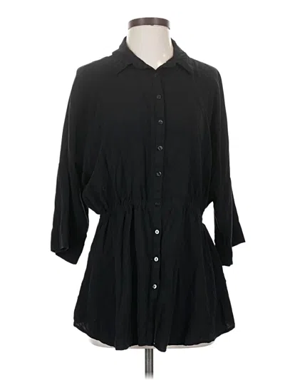 Pre-owned L*space 3/4 Sleeve Button Down Shirt In Black