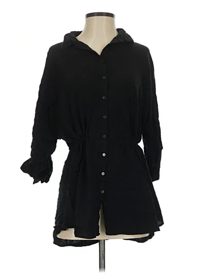 Pre-owned L*space 3/4 Sleeve Button Down Shirt In Black