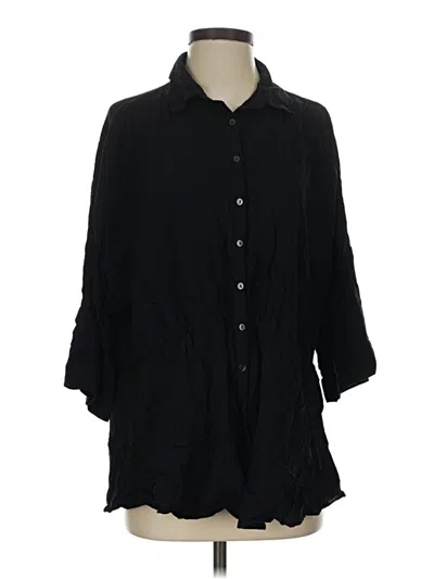 Pre-owned L*space 3/4 Sleeve Button Down Shirt In Black
