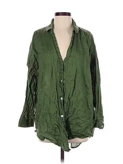 Pre-owned L*space 3/4 Sleeve Button Down Shirt In Green