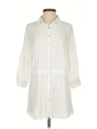 Pre-owned L*space 3/4 Sleeve Button Down Shirt In Ivory