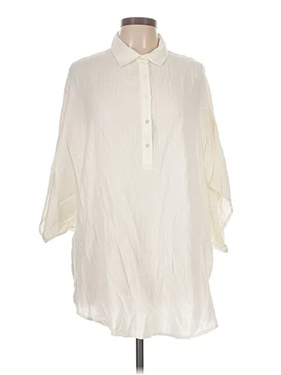 Pre-owned L*space 3/4 Sleeve Button Down Shirt In Ivory