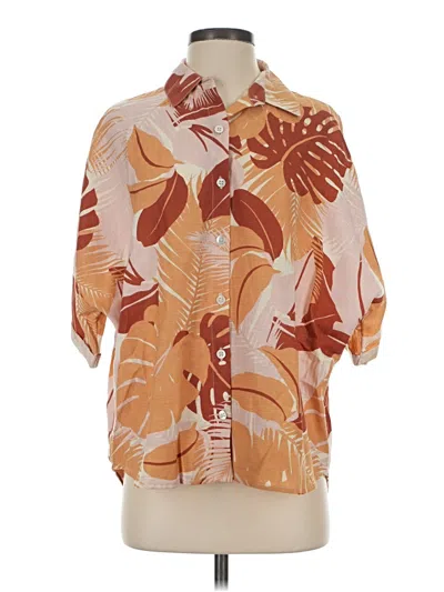Pre-owned L*space 3/4 Sleeve Button Down Shirt In Orange
