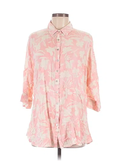 Pre-owned L*space 3/4 Sleeve Button Down Shirt In Pink