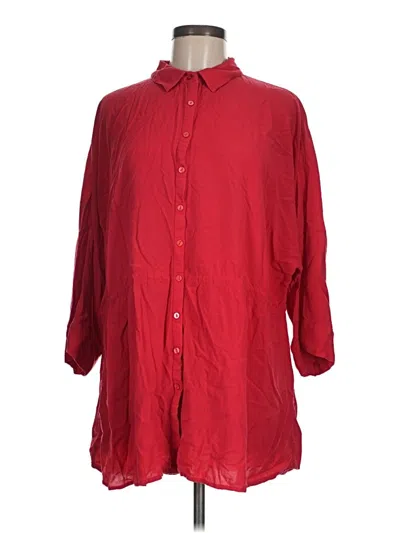 Pre-owned L*space 3/4 Sleeve Button Down Shirt In Red